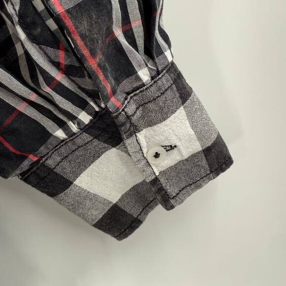 Desigual Shirt Women's Size Medium 'Vive' Patchwork Plaid Long Sleeve Cotton B&W - Picture 12 of 16